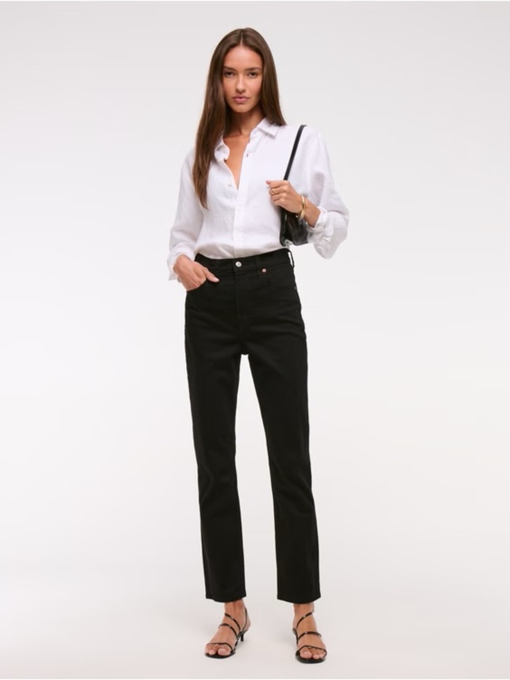 A&F Ankle Straight Ultra High Rise Denim